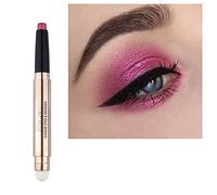 Ofanyia Eyeshadow Sticks, 2 in 1 Cream Shimmer Eye Shadow Pencil Crayon, Waterproof Long Lasting Eye Shadow Highlighter Stick, Double End Eyeshadow Pen with Sponge Brush (06# Rose Red Shimmer)
