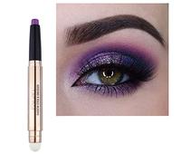 Ofanyia Eyeshadow Sticks, 2 in 1 Cream Shimmer Eye Shadow Pencil Crayon, Waterproof Long Lasting Eye Shadow Highlighter Stick, Double End Eyeshadow Pen with Sponge Brush (08# Smoky Amethyst Shimmer)