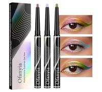 Ofanyia Multichrome Eyeliner Pencil - 3 Pcs Metallic Gel Eyeliner, Purple, Pale Pink, Green Shifting Colors, Waterproof, Smudge Proof