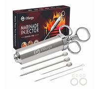 Ofargo Stainless Steel Meat Injector Syringe with 3 Marinade Injector Needles for BBQ Grill Smoker, 2-oz Large Capacity, Including Paper User Manual, Recipe E-Book (Download PDF)