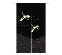 Ofat Home Japanese Noren Dark Blue Traditional Painting Tapestry Red Crowned Crane Curtain for Kitchen Bistro Partition Shading 33.5"x 59"