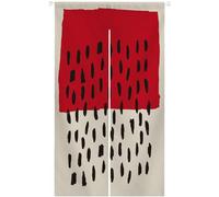 Ofat Home Noren Abstract Line Curtain, Width 85cm Width x 59cm Length, Minimalist Red Black Polka Dot Pattern Door Hanging Curtain, Goldsmith's Style Modern Art