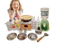 Ofcwoa Real Mini Cooking Set for Children, Educational Toys for Real Cooking with Kitchen Utensils, Mini Stove Burner, Real Food Cooking Utensils, Spice Bottles, for Cooking Dishes
