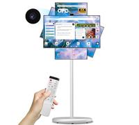 OFD 27 In Portable TV on Wheels 2nd Gen 1080P,Android 15 OS,6GB RAM+128GB ROM,100%sRG Swivel Rotation Smart Touchscreen,Rolling TV with 4K Webcam,USB-A-Remote,9000mAh Battery,EDLA-Certified,Off White