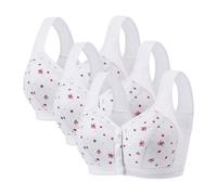 ofeirhz 3 Pcs Front Fastening Bras for Women UK Cotton Wireless Bra Elderly | Soft & Comfortable Cotton Bra Snap Closing Ladies Bras Plus Size Front Clasp Wireless Vest Everyday Zero Feel Bralettes