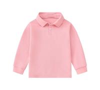 ofeirhz Big Boys Shirts Boys Girls Middle Kids Autumn Cute Solid Color Lapel Long Sleeve Peplum Fresh Casual Top Thermal Underwear Shirts Boy (Pink, 7-8 Years)