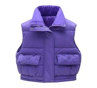 ofeirhz Big Girls Jackets and Coats Stand Collar Lightweight Warmth Multiple Colors (Black Beige Red) Little Girls Dress Coats Size 4 Puffer Jacket (Purple, 9-10 Years)