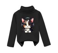 ofeirhz Big Tall Top and Winter Printing Thickened De Velvet Half Turtleneck Bottoming Shirt Women's Top Undershirts (BK2, 6-7 Years)