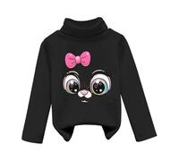 ofeirhz Big Tall Top and Winter Printing Thickened De Velvet Half Turtleneck Bottoming Shirt Women's Top Undershirts (BK1, 5-6 Years)