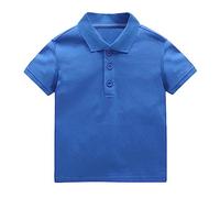 ofeirhz Boys Clothes Size 12 14 Children's T Shirt Short Sleeve Lapel Neck Solid Color Top Casual Going Out for 1 to 8 Years Muscle Boys (Blue, 3-4 Years)