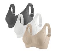 ofeirhz Bras for Women 3 Pack No Wired Seamless Wireless Full Coverage Support Everyday Bras Comfort Soft Non Wired Ladies Sleep/T-Shirt Bra Sleep Bralettes for Womens Ladies Regular and Plus Size