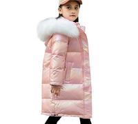 ofeirhz C9 Coat Winter Down for Girls Korean Colorful Mid Length Thickened Coat for Middle and Large Children and Boys Toddler Girl Clothes with Lace Jacket (Pink, 11-12 Years)