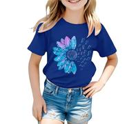 ofeirhz Chieftains Shirt T Shirt Cute Flower Graphic Loose Tees Crew Neck Short Sleeve Casual Tops Camisoles with Bra (Blue, 3-4 Years)
