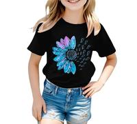 ofeirhz Chieftains Shirt T Shirt Cute Flower Graphic Loose Tees Crew Neck Short Sleeve Casual Tops Camisoles with Bra (Black, 8-9 Years)