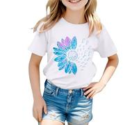 ofeirhz Chieftains Shirt T Shirt Cute Flower Graphic Loose Tees Crew Neck Short Sleeve Casual Tops Camisoles with Bra (White, 4-5 Years)