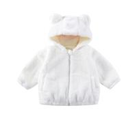 ofeirhz Child Winter Coat Girl Small and Medium Sized Children Hooded Solid Color Zippered Warm and Casual Girls Coats Size 5 6 Fleece Jacket (White, 12-18 Months)