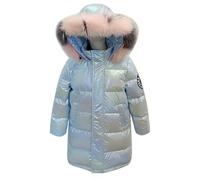 ofeirhz Coats Fir Girls Children's Winter Down for Girls Korean Colorful Mid Length Thickened Coat for Middle and Large Children and Boys 5t Puffy Coat Girl Blue