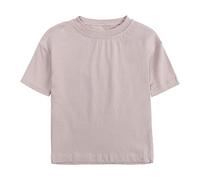 ofeirhz Cut Out Tops for Girls Girls Solid Basic Short Sleeve Crewneck T Shirts Tops Tee Clothes for Children Long Sleeve T Shirt Kids (Khaki, 3-4 Years)