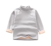 ofeirhz Fetus Top Boys and Girls Fall and Winter Warm Padded and Thickened High Neck Striped Long Sleeved Tops Bottoming Shirt T Shirt (GY2, 3-4 Years)