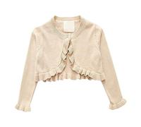 ofeirhz Little Girls Christmas Tops Kids Girls Coat Spring/Solid Color Single Long Sleeved Ruffled Cardigan Birthday School Size 5t Girl Clothes (Beige, 12-18 Months)