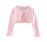 ofeirhz Little Girls Christmas Tops Kids Girls Coat Spring/Solid Color Single Long Sleeved Ruffled Cardigan Birthday School Size 5t Girl Clothes (Pink, 12-18 Months)
