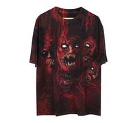 ofeirhz Men's Dark Gothic Halloween Print T Shirt Chicken Shirts Men (Red, XXXXXL)