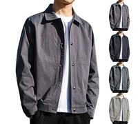 ofeirhz Men'S Jackets Lightweight & Breathable Casual Smart Jacket Spring Windbreaker Bomber Jackets Long Sleeve Thin Trucker Jacket Button Down Oversized Outerwear For Travel M-5Xl