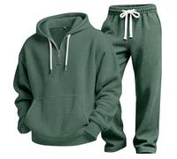 ofeirhz Mens Tracksuit Hooded Jogging Tops Bottoms Trouser Suit Set 2 Piece Casual Waffle Top Sweatsuit With Drawstring Hoodie And Front Pockets Activewear Joggers Set Outdoor Hiking Camping