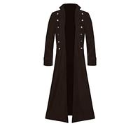 ofeirhz Men's Vintage Tailcoat Jacket Uniform Halloween Costume Men's Coat Winter Thick Wool Trench Coat Mid-Length Slim Fit Padded Warm Peacoat Classic Stylish Business Overcoat Windbreaker