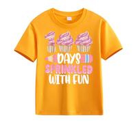 ofeirhz Size 2 Clothes for Girls Sleeved 1 Days of School Opening 1 Day Anniversary Personality Loose Short Sleeved Long Sleeve Shirt (Yellow, 12-13 Years)