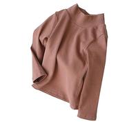 ofeirhz Toddler Shirt Girls Boys and Girls Sweater Spring/Autumn High Neck Solid Long Sleeve Round Neck Top Birthday School Top Teen Girl (Coffee, 5-6 Years)