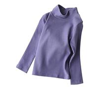 ofeirhz Toddler Shirt Girls Boys and Girls Sweater Spring/Autumn High Neck Solid Long Sleeve Round Neck Top Birthday School Top Teen Girl (Dark Gray, 4-5 Years)