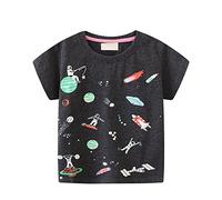 ofeirhz Toddler Undershirt Boys Toddler Boys' Kids Luminous Astronaut Planet and Spaceship Short Sleeve T Shirts Cotton Tops for Kids Black Baseball Boy Tee (Black, 3-4 Years)