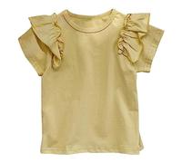 ofeirhz Top for Kids Girls Children's T Shirt Short Sleeve Round Neck Solid Color Top Casual Going Out for 1 to 7 Years Little Girls Mesh Tops (Yellow, 4-5 Years)