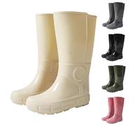ofeirhz Wellies Women Mens Wide Calf Wellies Classic Seamless Mid Waterproof Rain Boot Easy To Clean Slip On Wellington Boots Snow Rain Muck Outdoor Mud Shoes Welly Ladies Garden Boots