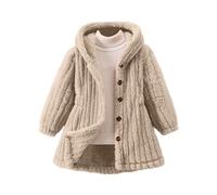 ofeirhz Winter Coat for Girls Size 8 Sleeve Coat Winter Warm Thick Cardigan Kids Soft Casual Outwear Autumn Coats for Girls Fleece Jacket (Beige, 2-3 Years)