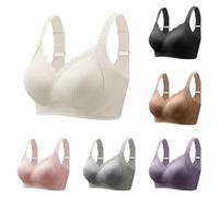 ofeirhz Wireless Bras for Women UK Wide Strap Comfortable Seamless T Shirt Bras V Neck Support and Lift Ladies Everyday Sleep/T-Shirt Bra Non Wired Full Coverage Soft Bra