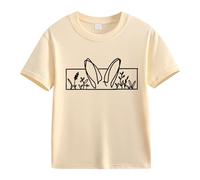 ofeirhz Women's Top Undershirts Spring and Autumn New Fashionable Cute Print Comfortable Version of The Girls Printed T Shirt Girls Christmas Top (Beige, 8-9 Years)