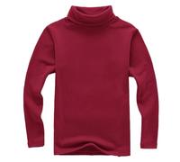 ofeirhz Youth Boy Long Sleeve Shirt Sleeve Soft Cotton T Shirts Solid Color Warm Tee Tops Size 14 16 Boys Shirts (Red, 9-10 Years)
