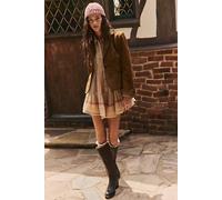 Off Beat Plaid Romper at Free People in Sandy Combo, Size: Medium - female