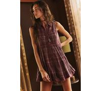 Off Beat Plaid Romper at Free People in Wine Combo, Size: Medium - female