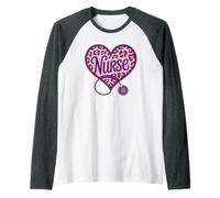 Off Duty Nurse Life Love Valentine Heart Appreciation Raglan Baseball Tee