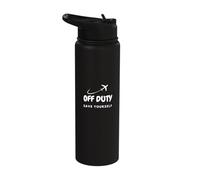 Off Duty Save Yourself Fun Flight Attendant Stewardess Funny Stainless Steel Insulated Water Bottle
