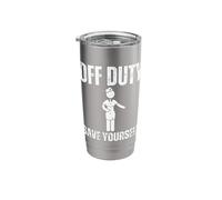 Off Duty Save Yourself Sarcastic Cabin Crew Flight Attendant Stainless Steel Insulated Tumbler