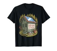 Off Grid On Purpose Minimalist Cabin Solar Power Homesteader T-Shirt