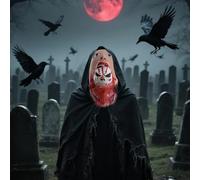 Off Head Prop Halloween Scary Realistic Hanging Severed Head with Wig for Halloween Party Bar masks(E-Red,40x20cm)