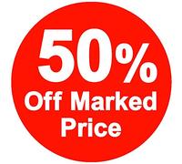 % Off Marked Price Tags 13mm Pack of 200 Red Round Sticker 50% Reduced Stickers Sale Stickers for Retail Store Easy Peel Self Adhesive Sticky Labels Removable Sale Tags for Retail Sticker Labels