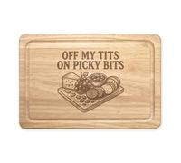 Off My Tits On Picky Bits Picture Rectangular Wooden Serving Chopping Cheese Board Wine Charcuterie