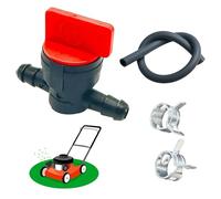 Off Plastic Petrol Tap, Small Fuel Cap Valve, Inline Fuel Tap, Universal Plastic Fuel Tap, Universal Inline Petrol Tap Suit, with 2 Pieces Hose Clamp, 30 cm Fuel Hose