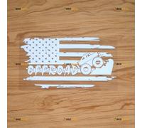 Off Road 4X4 American Flag Car Truck Sticker Decal Vinyl Mountain Distressed Tattered - White 20.3cm - Fit for Ford Chevy GMC Toyota Jeep Car Pickup Truck No Background Die-Cut